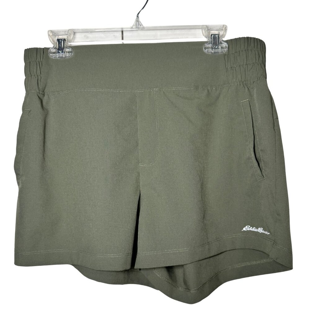 Eddie Bauer Women’s Large Olive Green Pull On Athletic Hiking Shorts